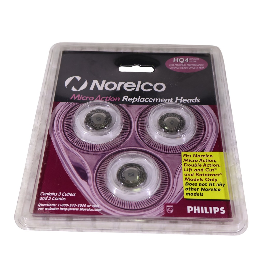 Norelco 3-Pack Replacement Heads HQ4 Micro Action Silver 1915XR